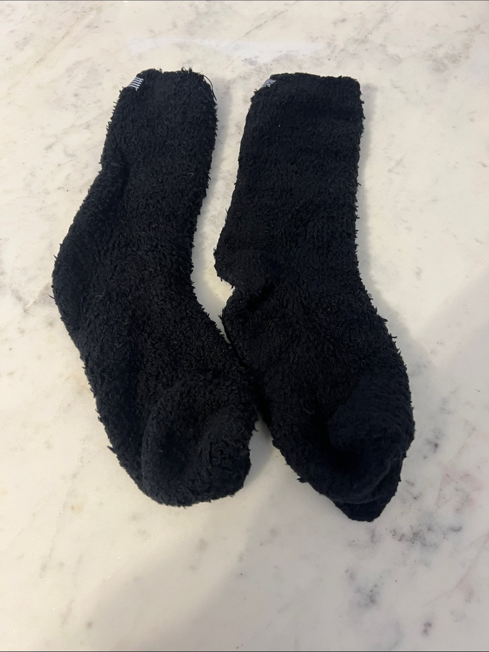 Cozy Fuzzy Black Crew Socks